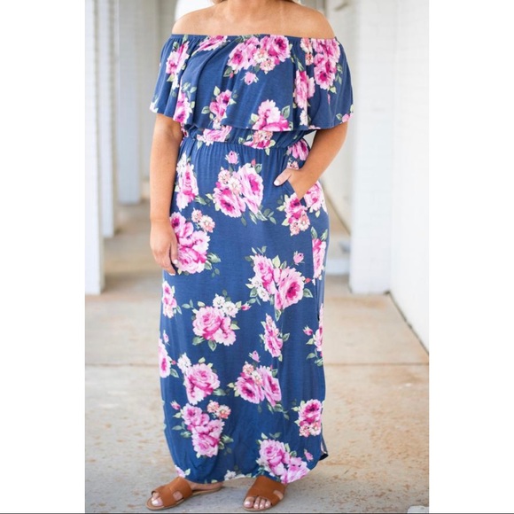 Off the Shoulder Floral Maxi Dress Size 2X (18-20) - Picture 3 of 3